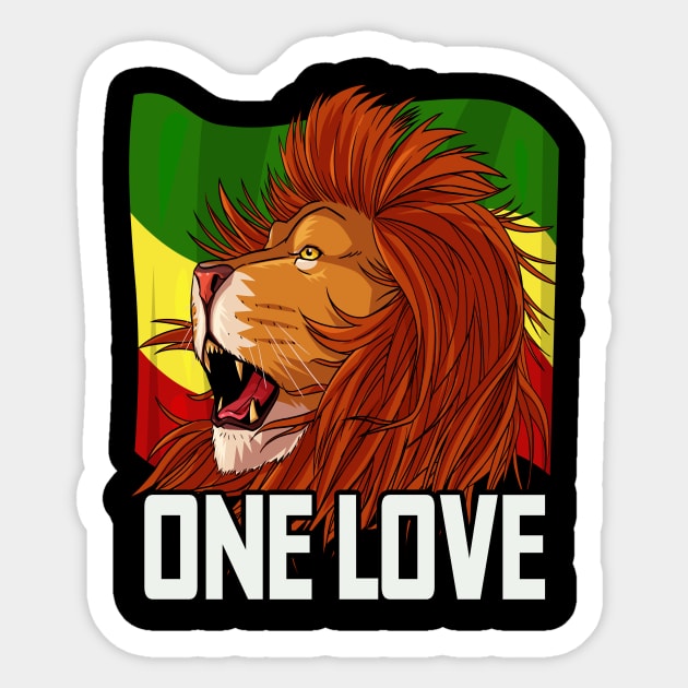 One Love Rasta Lion Jamaican Reggae Rasta Colors Sticker by Noseking